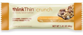 Think Thin Caramel Chocolate Dipped Mixed Nuts Crunch Bar