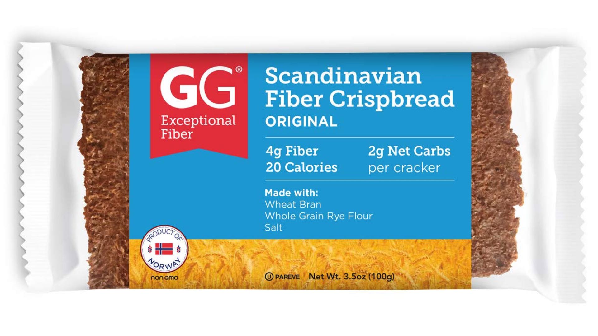 GG Scandinavian Fiber Crispbread High Fiber Crackers 3.5 oz. package
