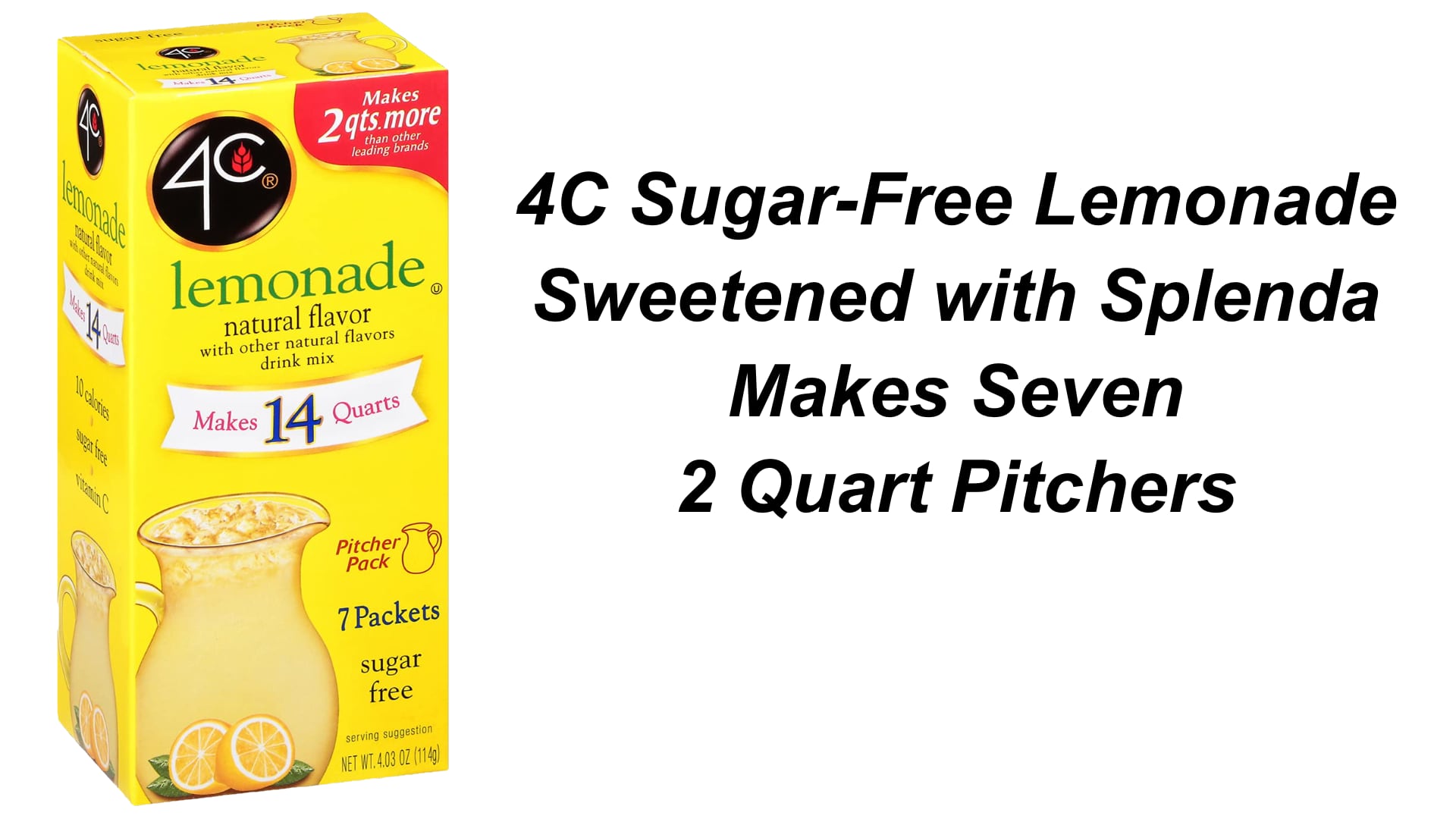 4C SugarFree Lemonade Mix with Splenda Makes 14 quarts